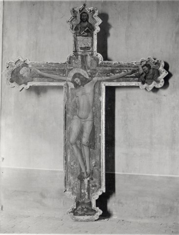 Anonimo — Maestro dell'Incoronazione di Urbino - sec. XIV - Cristo crocifisso con la Madonna e san Giovanni Evangelista; Cristo Redentore benedicente — insieme